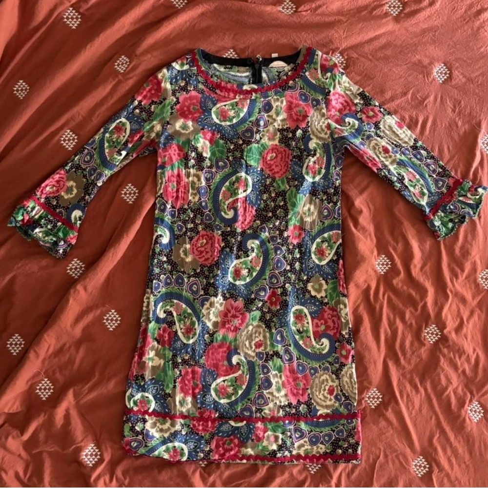 Vintage 60s-70s Floral Paisley Long Sleeve Dress